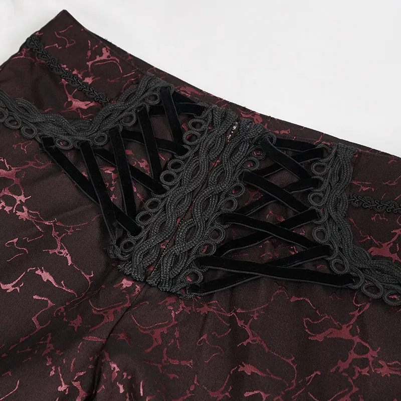 PT15902 Wine Girdle effect Gothic men trousers