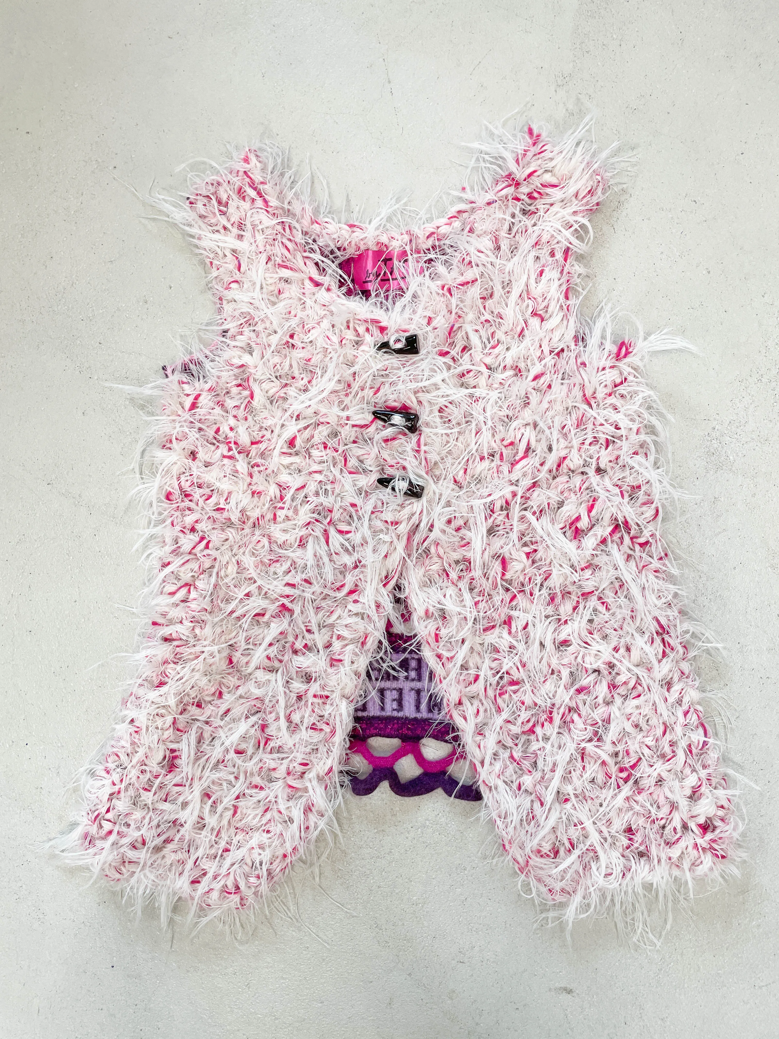 "Peeing girls" hairy crochet vest