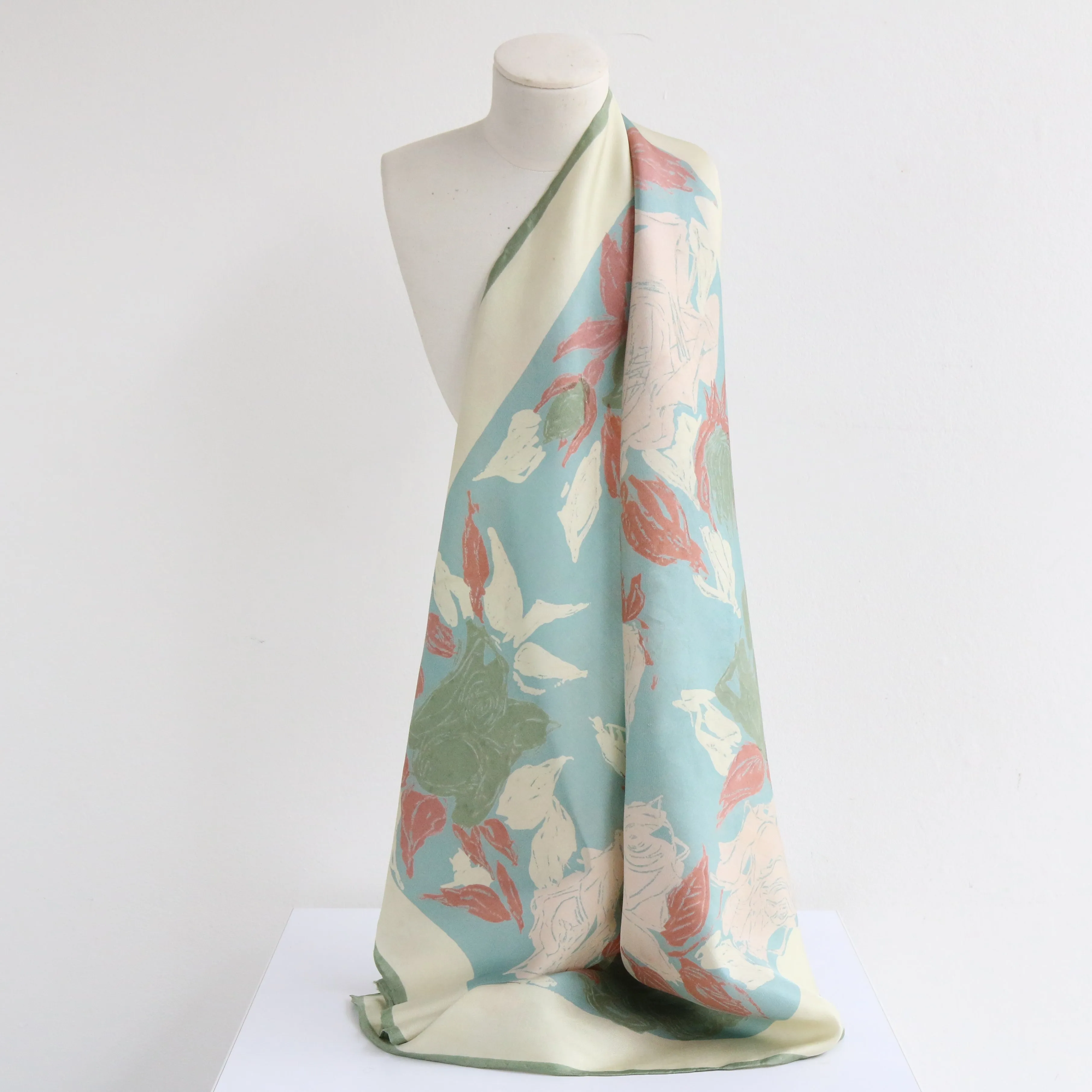 "Sweet Roses" Vintage 1950's Floral Silk Scarf