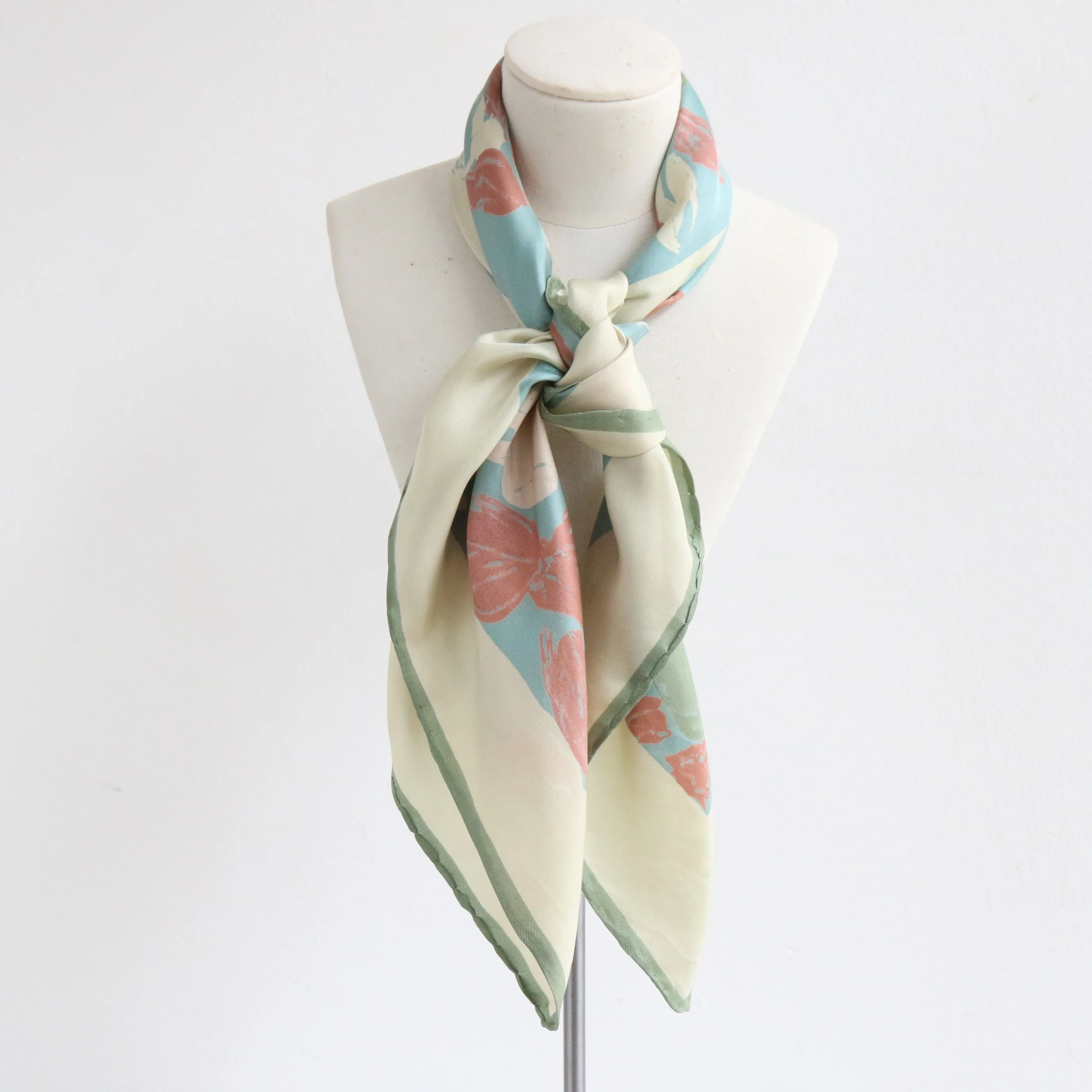 "Sweet Roses" Vintage 1950's Floral Silk Scarf