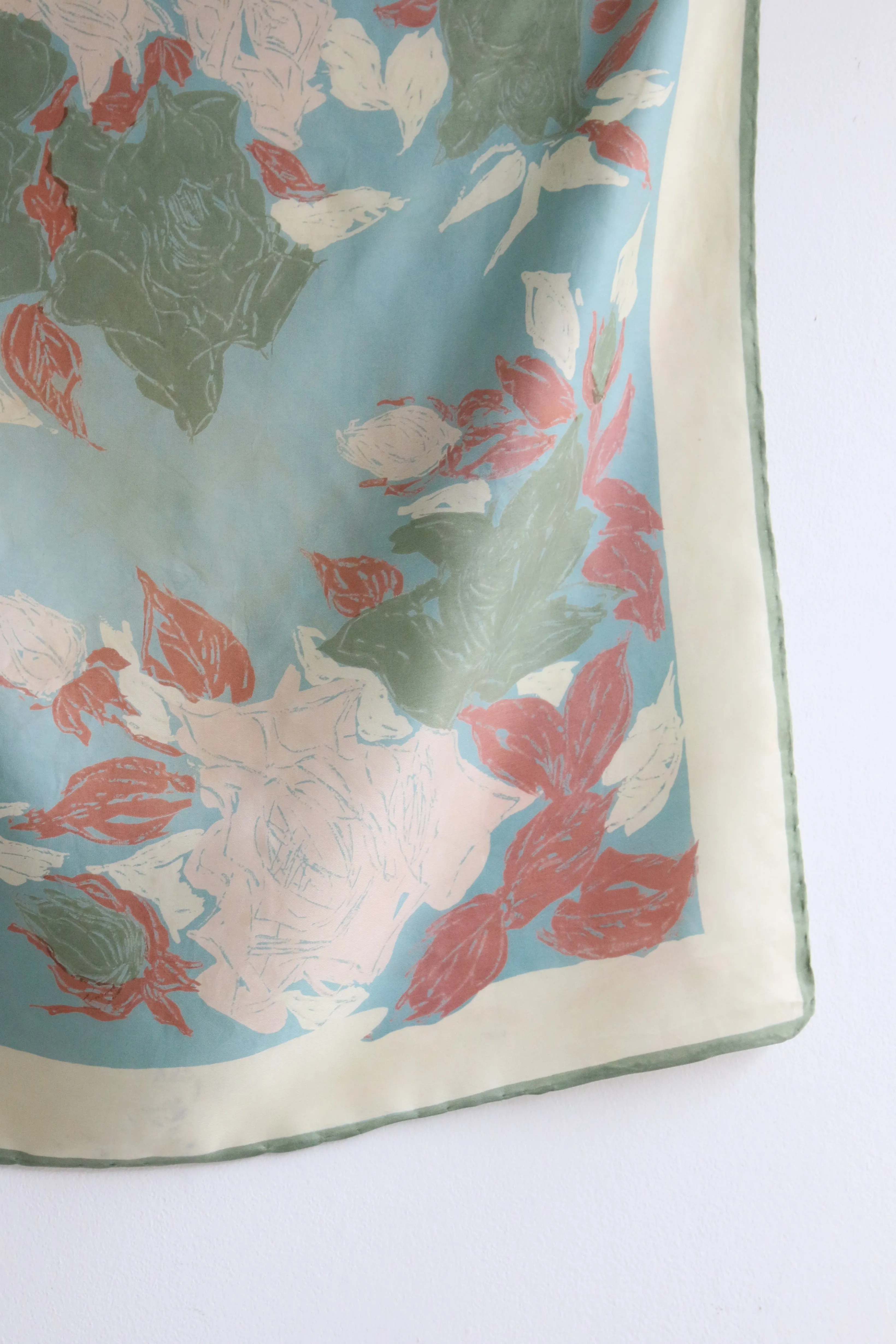 "Sweet Roses" Vintage 1950's Floral Silk Scarf