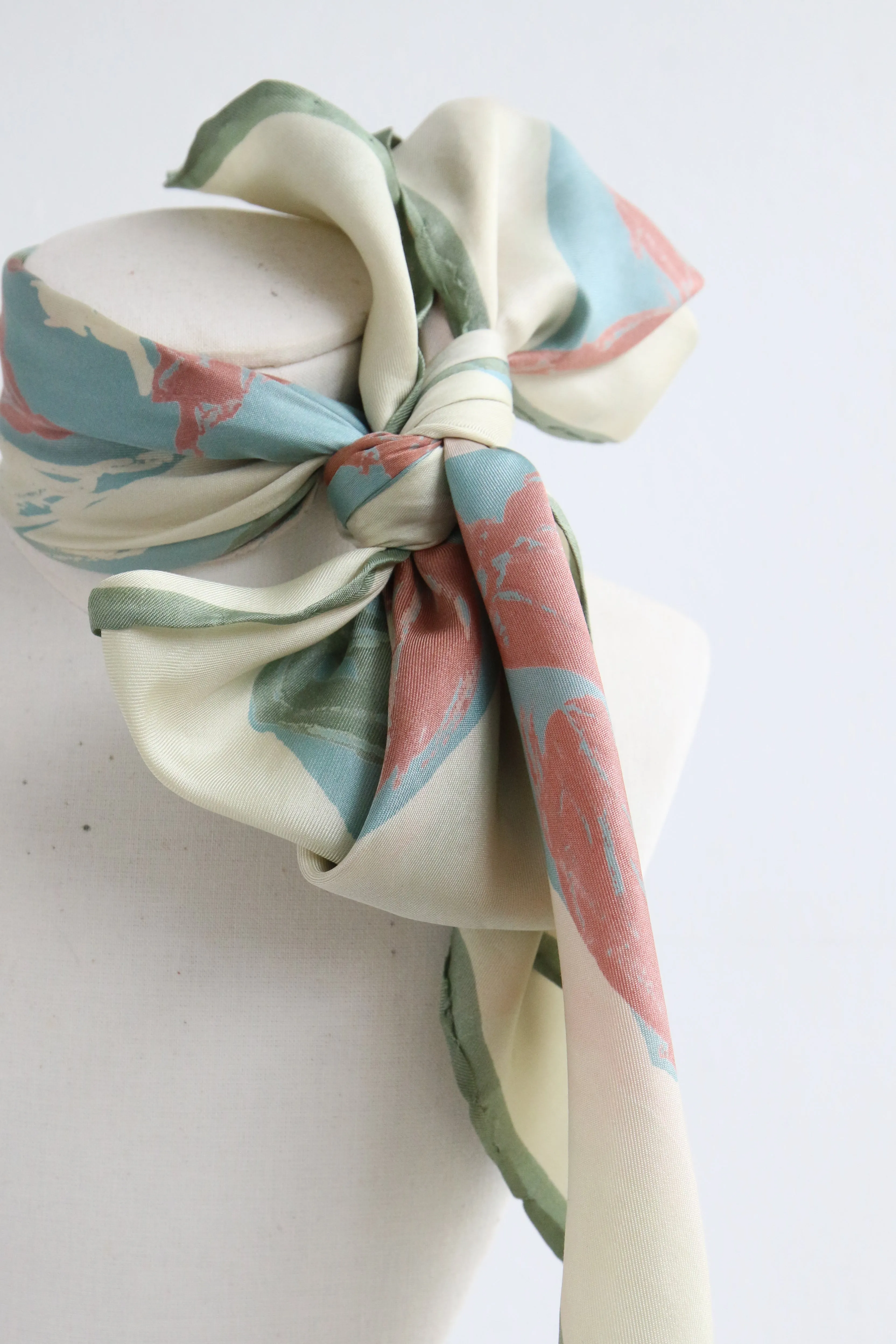 "Sweet Roses" Vintage 1950's Floral Silk Scarf