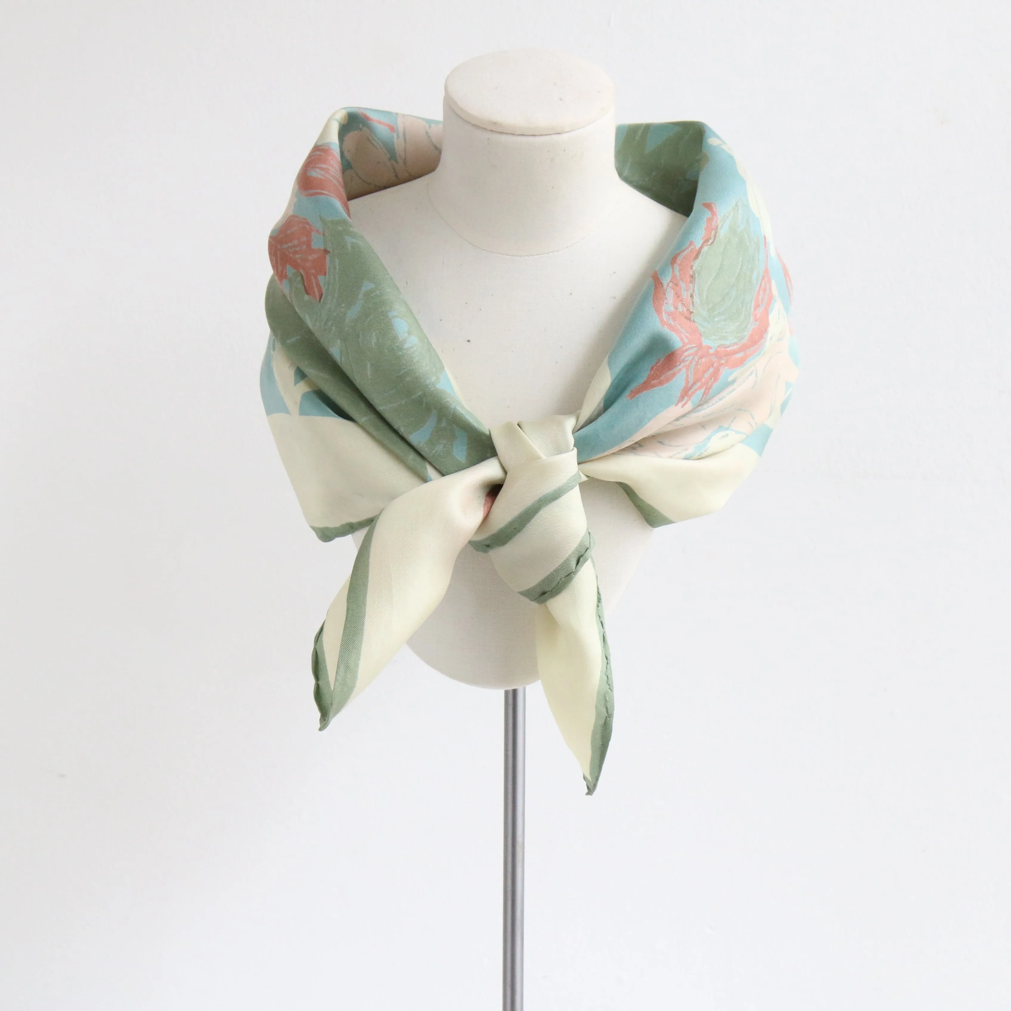 "Sweet Roses" Vintage 1950's Floral Silk Scarf