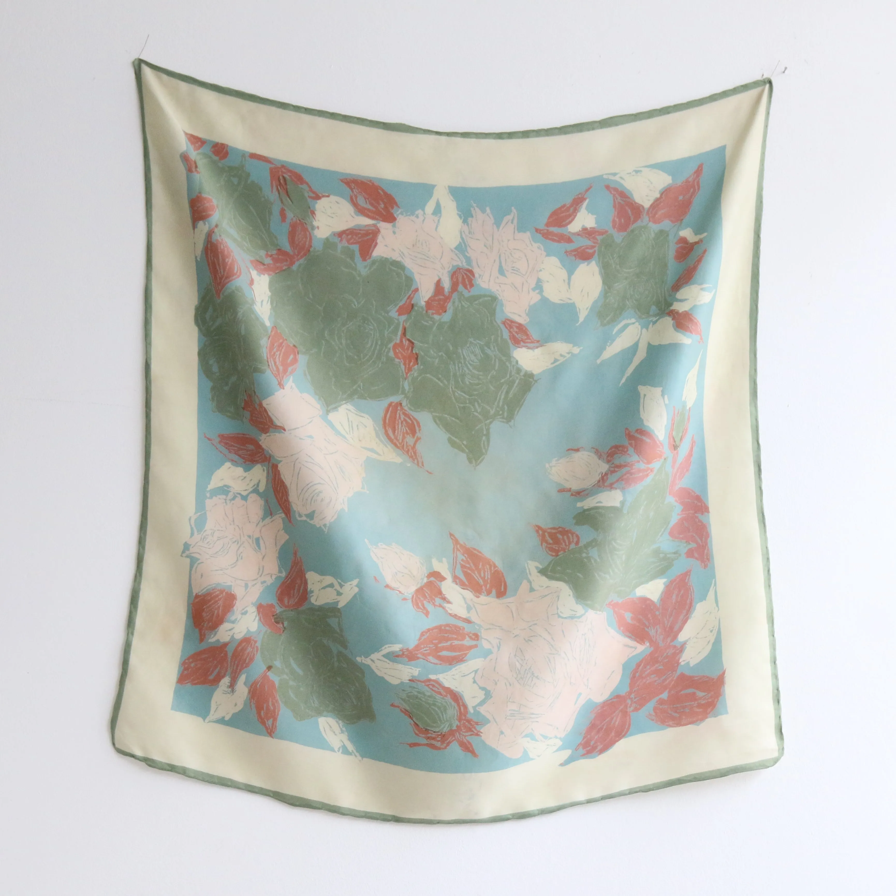 "Sweet Roses" Vintage 1950's Floral Silk Scarf