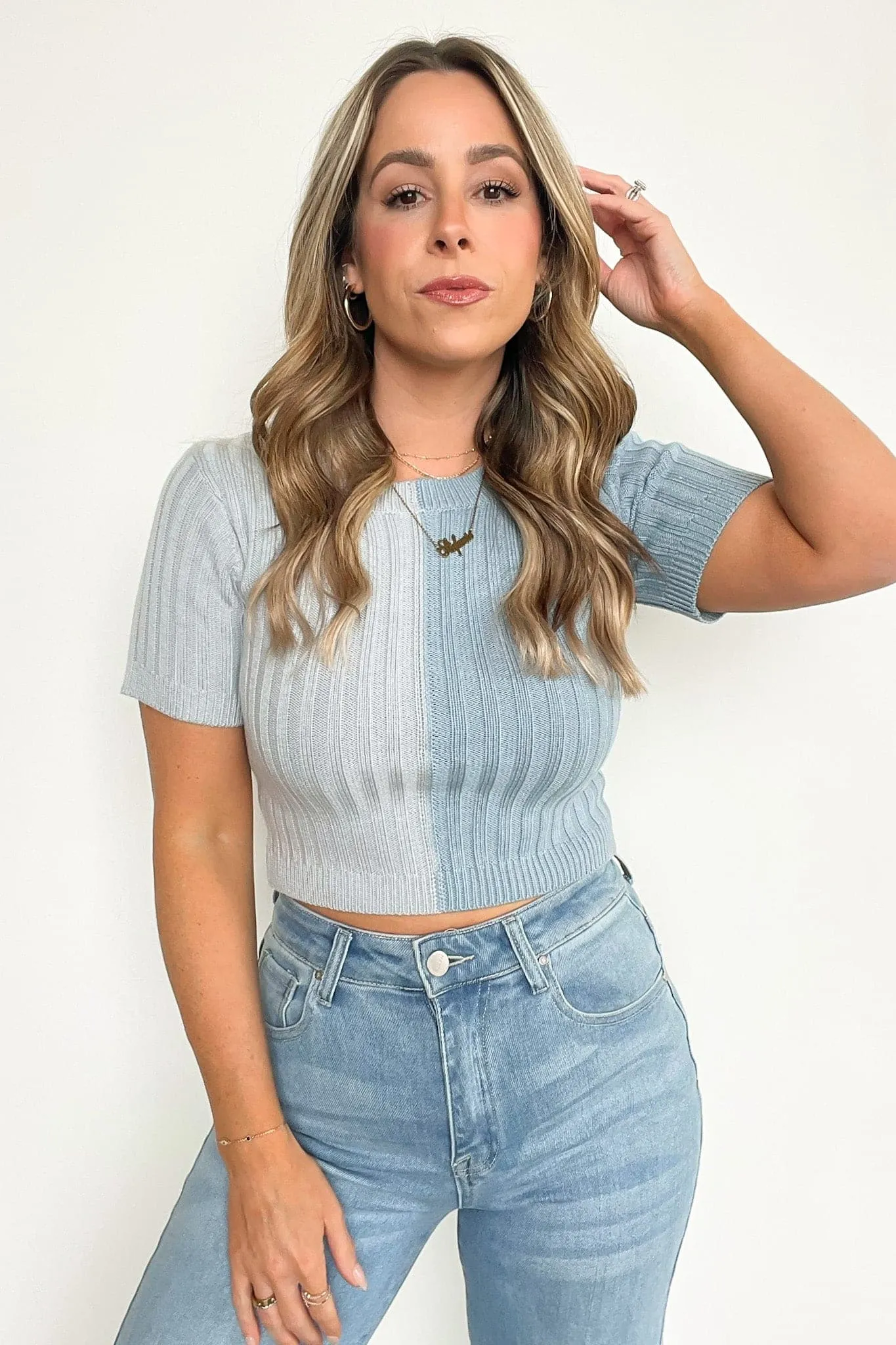 Raquela Short Sleeve Color Block Knit Top - FINAL SALE
