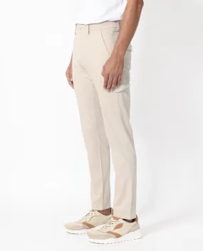 Rare Rabbit Men's Curo Beige Solid Mid-Rise Regular Fit Cargo Style Trouser