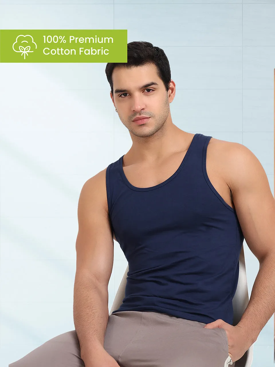 Regular Fit Organic Cotton Comfort Vest for Men-Pack of 5
