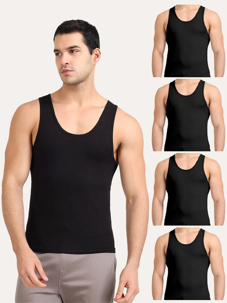 Regular Fit Organic Cotton Comfort Vest for Men-Pack of 5