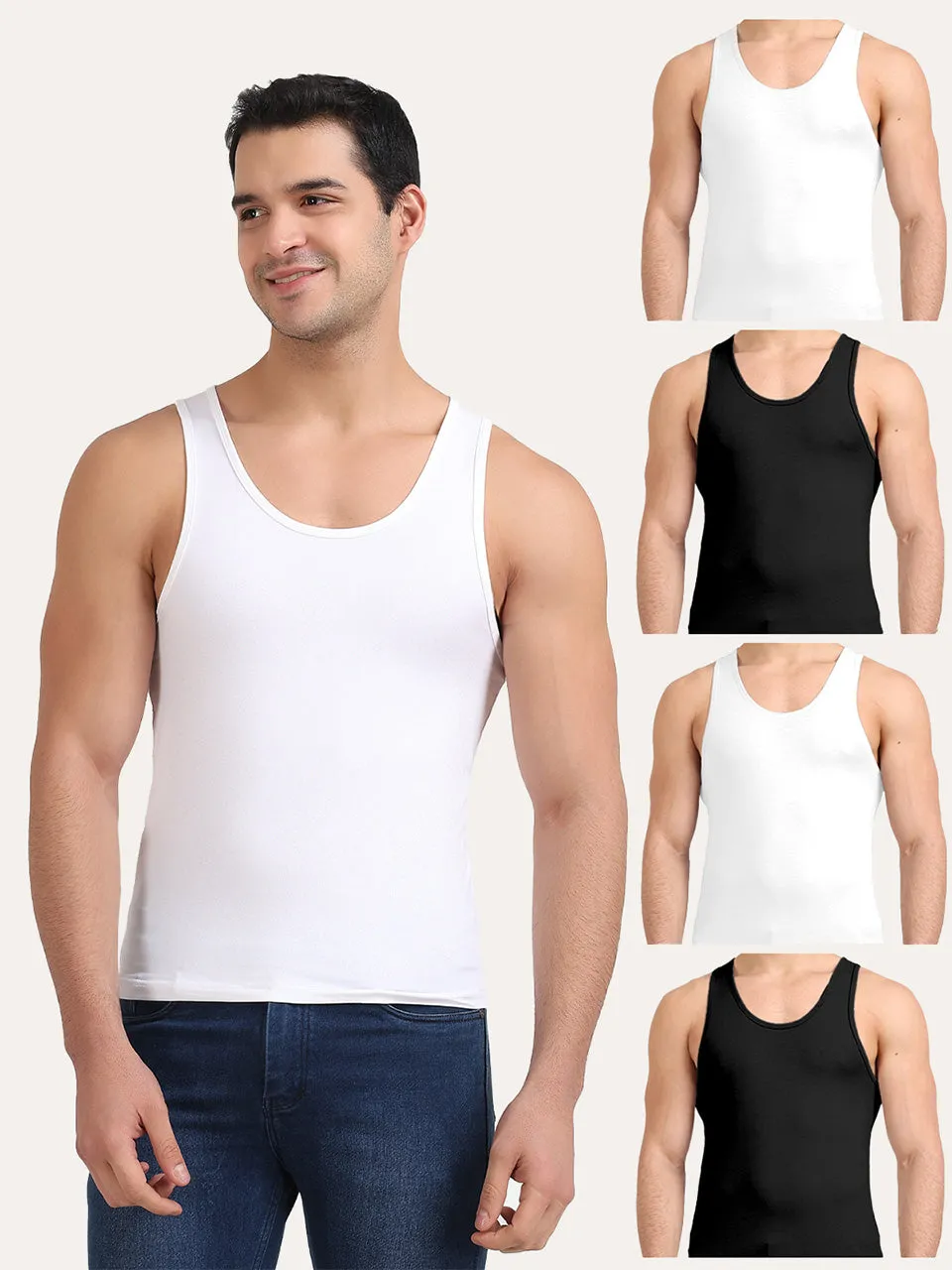 Regular Fit Organic Cotton Comfort Vest for Men-Pack of 5
