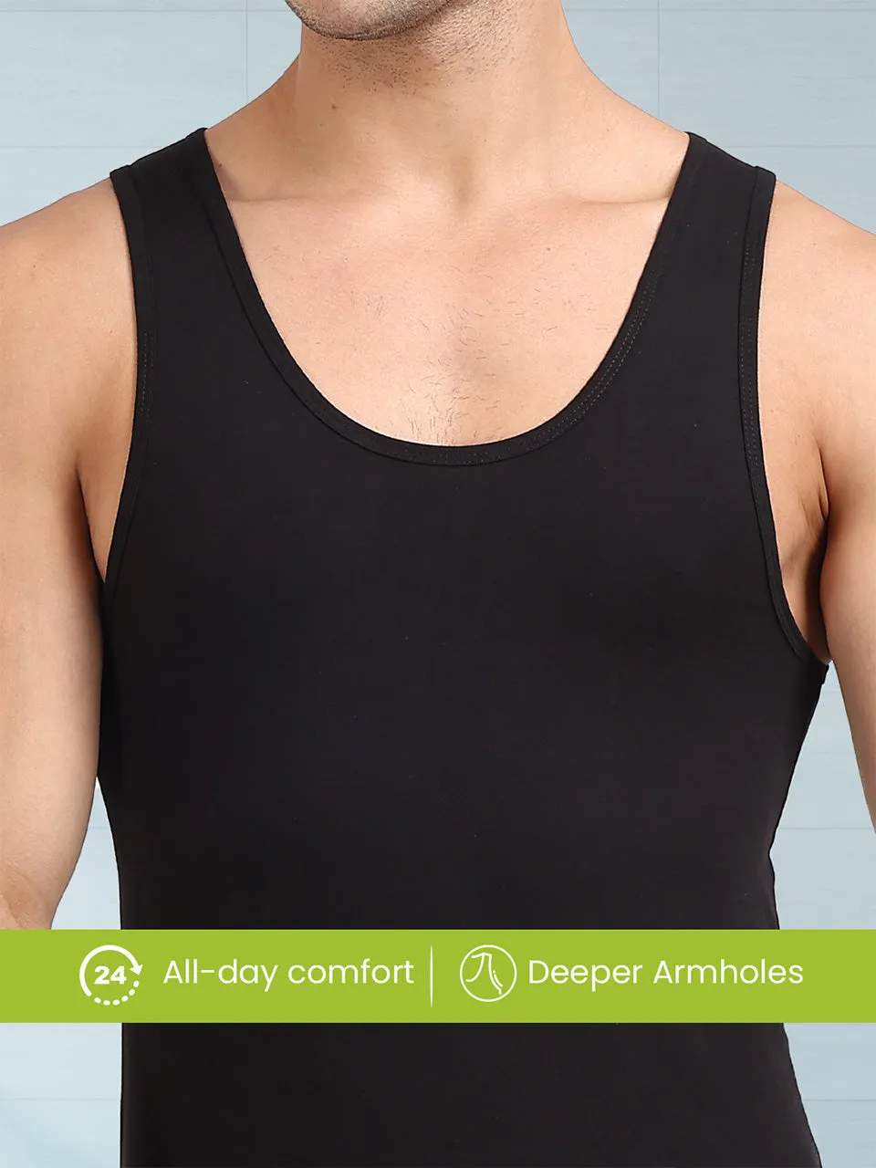 Regular Fit Organic Cotton Comfort Vest for Men-Pack of 5