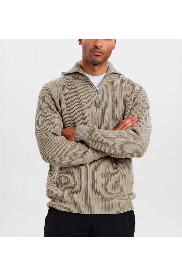 Resteröds Half-Zip Knit Pullover Sand