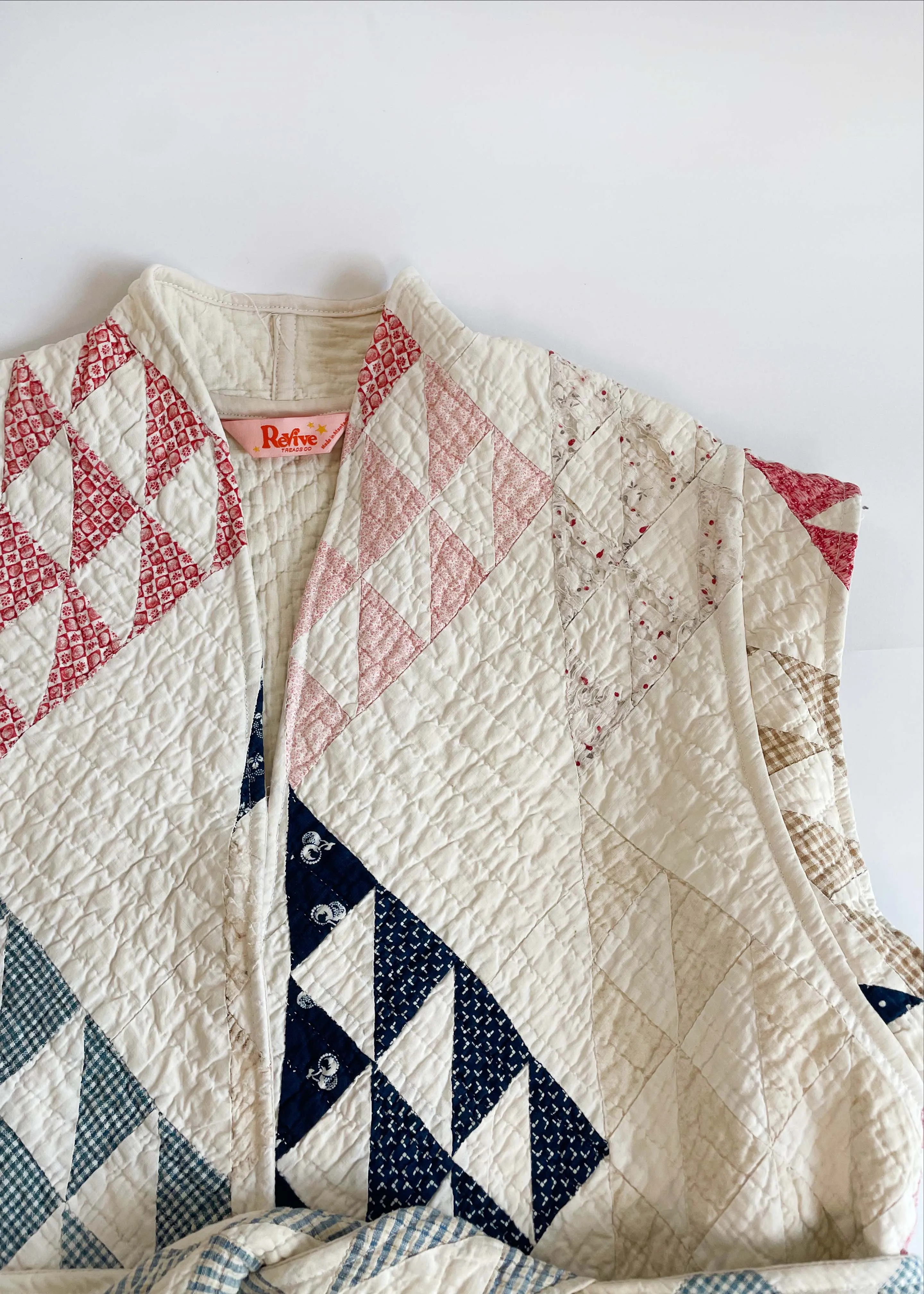 Rosalie Reclaimed Quilted Vest - Navy and Pastel