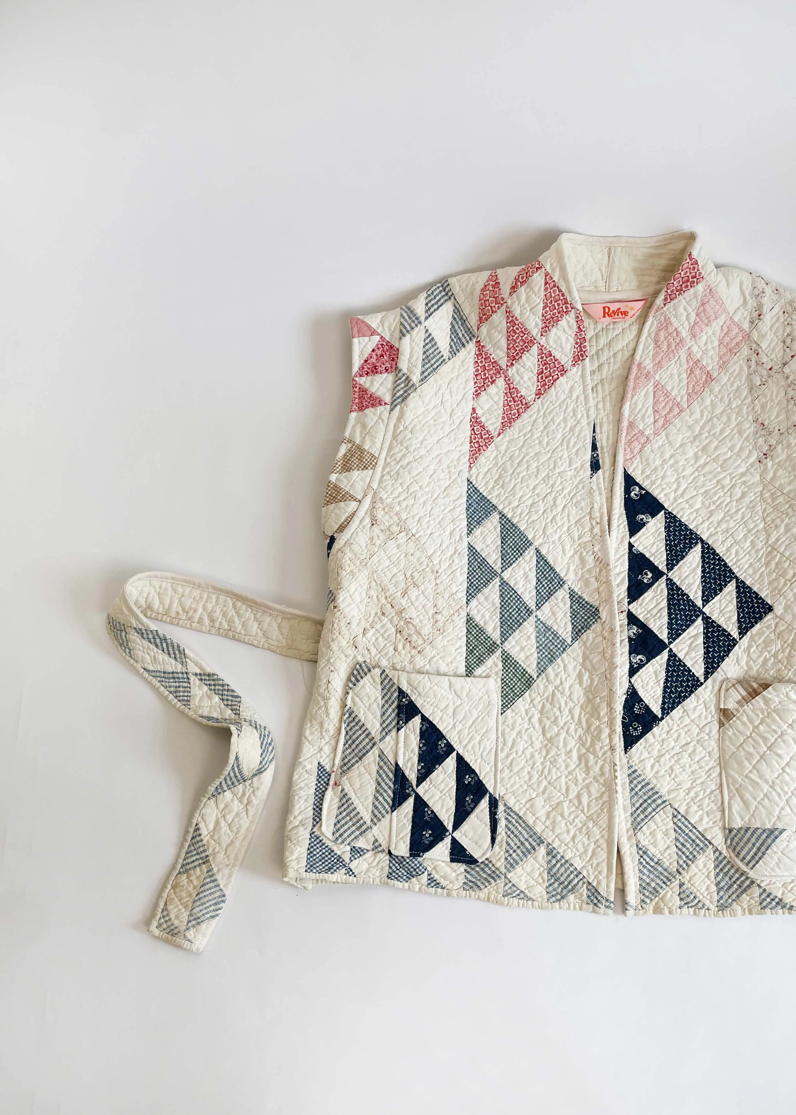 Rosalie Reclaimed Quilted Vest - Navy and Pastel