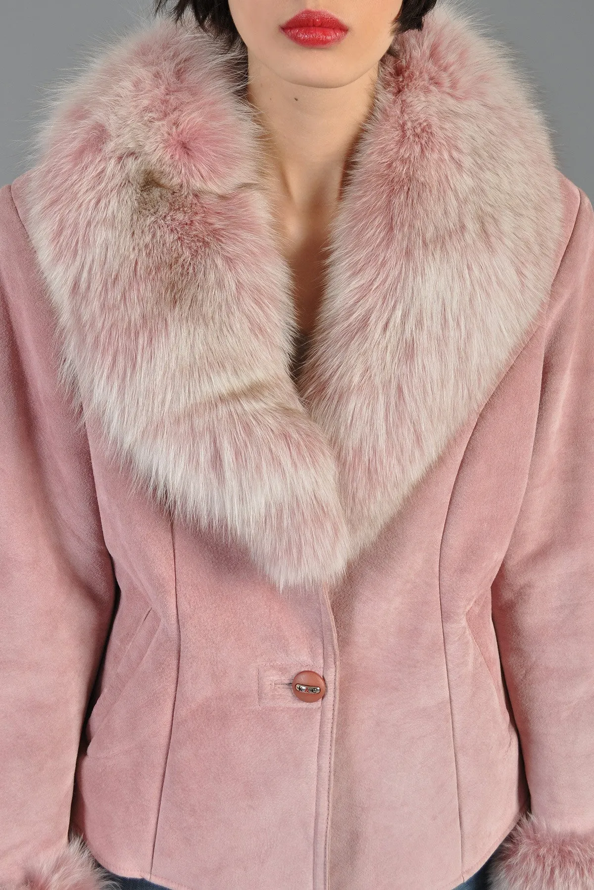 Rose Suede   Fox Fur Jacket
