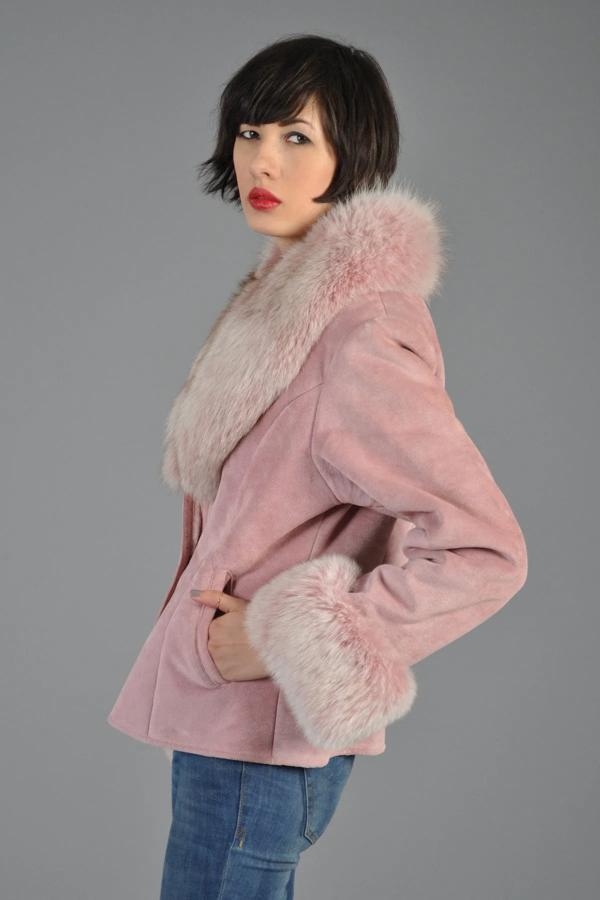 Rose Suede   Fox Fur Jacket