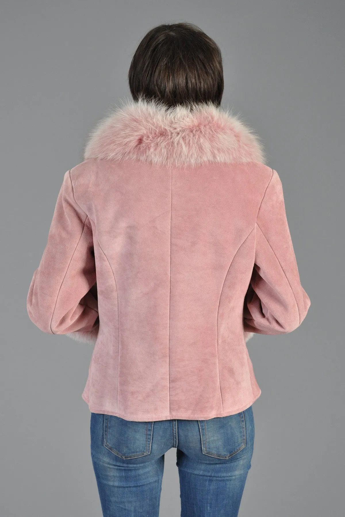 Rose Suede   Fox Fur Jacket