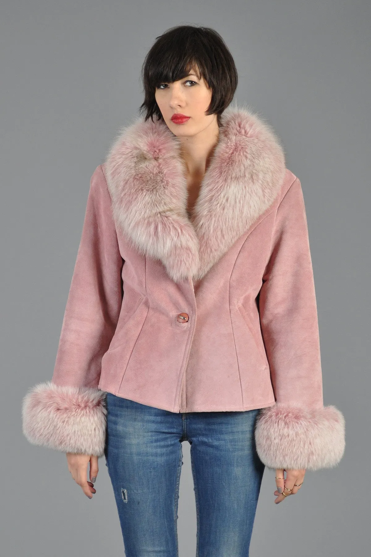 Rose Suede   Fox Fur Jacket