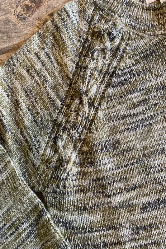 Rounded Neck Marbled Knit Sweater