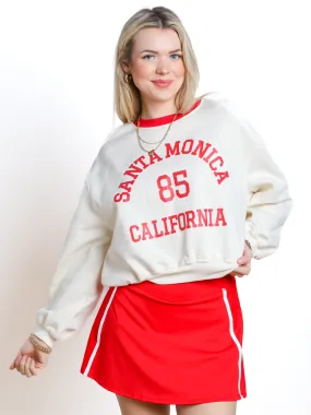 Santa Monica Contrast Trim Graphic Sweatshirt