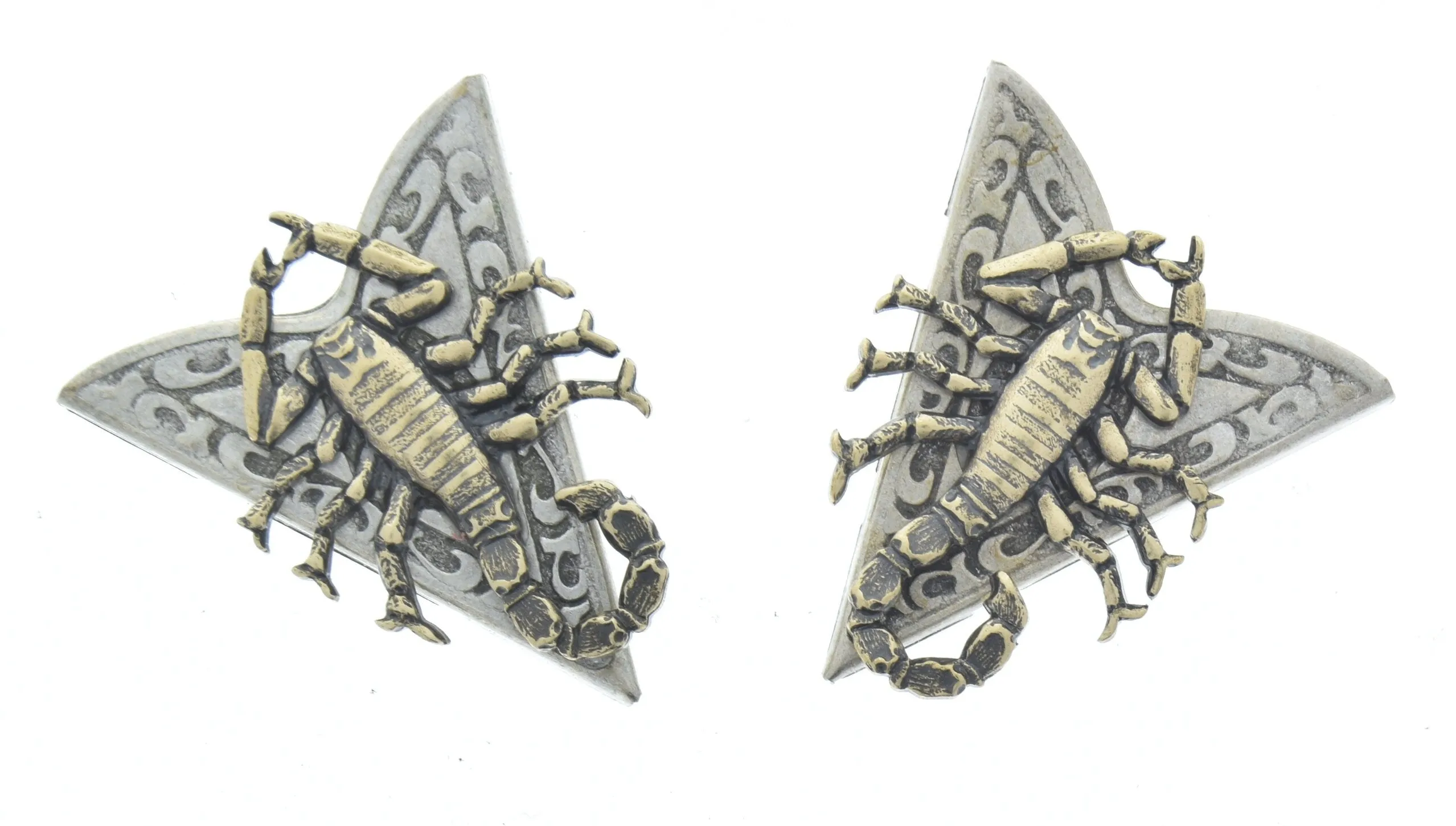 Scorpion Collar Tip, Antique Silver, Made in USA, 1 pair. (CT-02563)