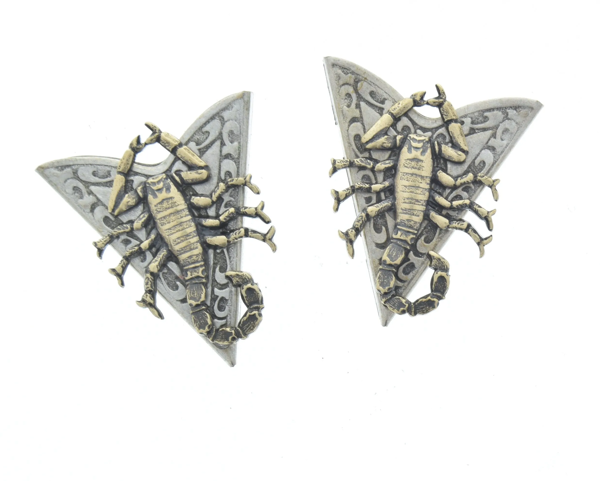 Scorpion Collar Tip, Antique Silver, Made in USA, 1 pair. (CT-02563)