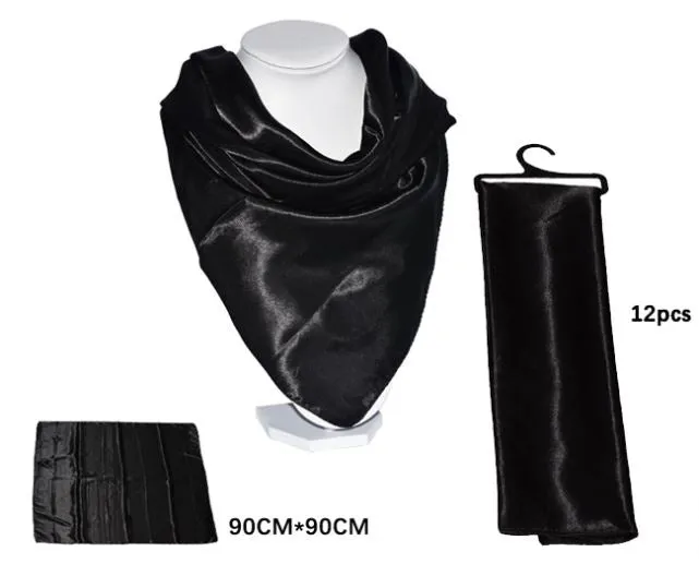 SF2418B BLACK SATIN SILKY SCARF