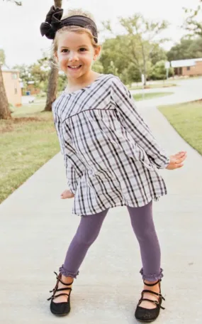 Shadow Purple Footless Ruffle Tights