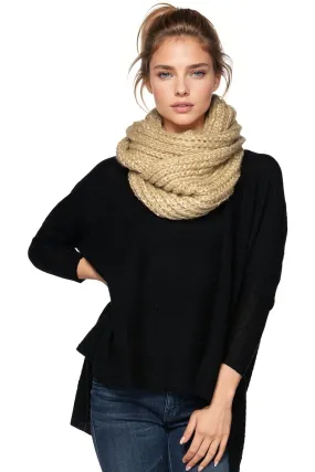 Shimmer Knit Infinity Scarf with Metallic Yarn