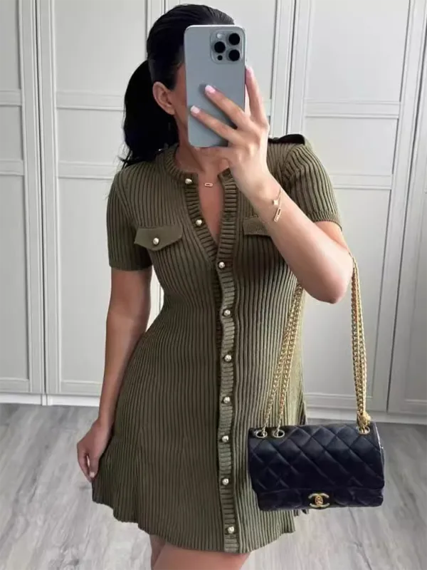 Short Sleeve Knit Shirt Mini Dress