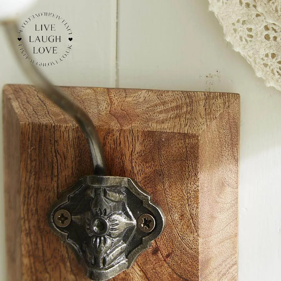 Single White Hook On Wooden Base