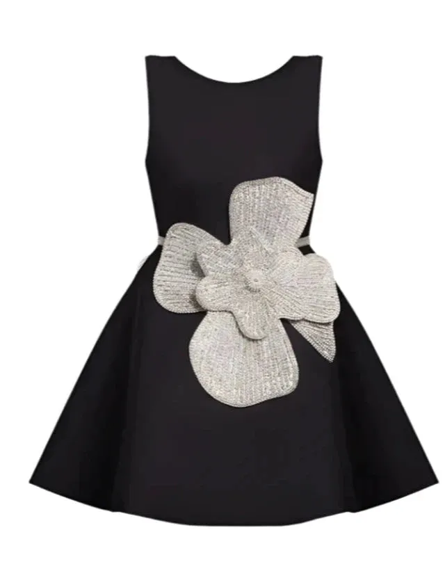 SIRI Big Flower Flare Bodycon Dress