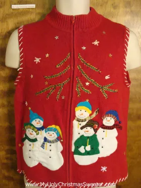 Snowman Families Ugly Christmas Jumper Vest