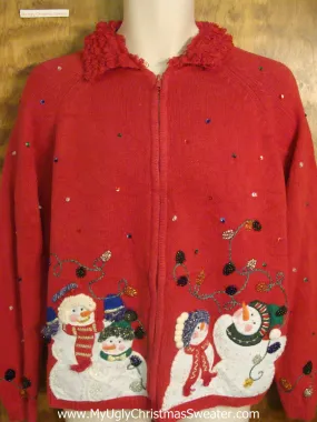 Snowman Family Tacky Xmas Party Sweater