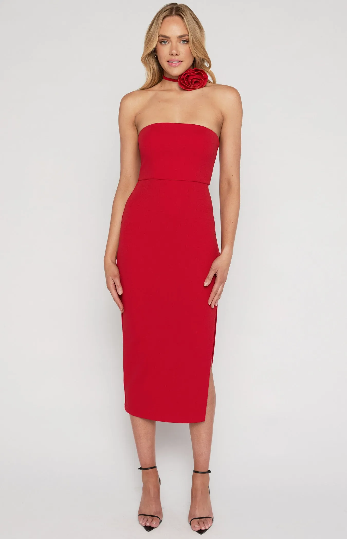 Strapless Bodycon with Removable Rose Tie