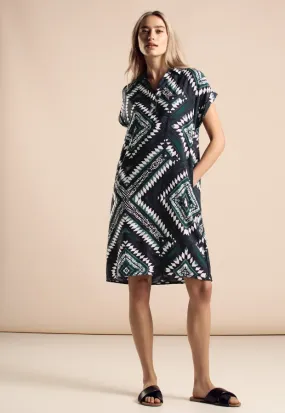 STREET ONE<BR>
Printed Dress<BR>
Green<BR>