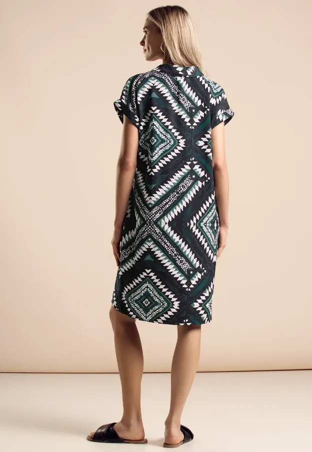 STREET ONE<BR>
Printed Dress<BR>
Green<BR>