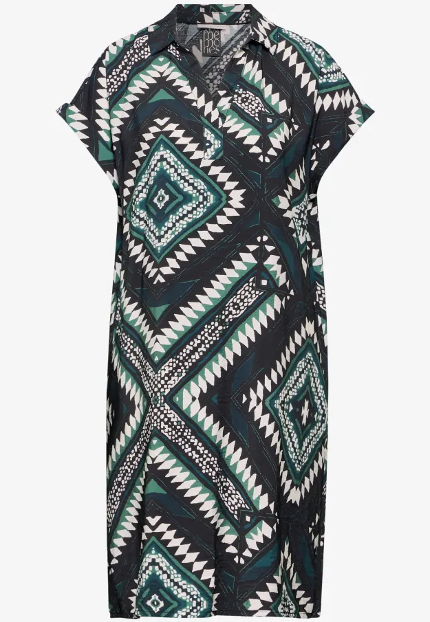 STREET ONE<BR>
Printed Dress<BR>
Green<BR>