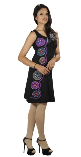 Stretchable Cotton Sleeveless Dress With Embroidery. (No Refund/ No Exchange)