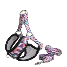 Supet Adjustable Dog Harness and Leash Set (Purple) - Xlarge