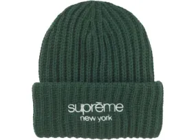 Supreme Classic Logo Chunky Ribbed Beanie (FW24) Dark Green