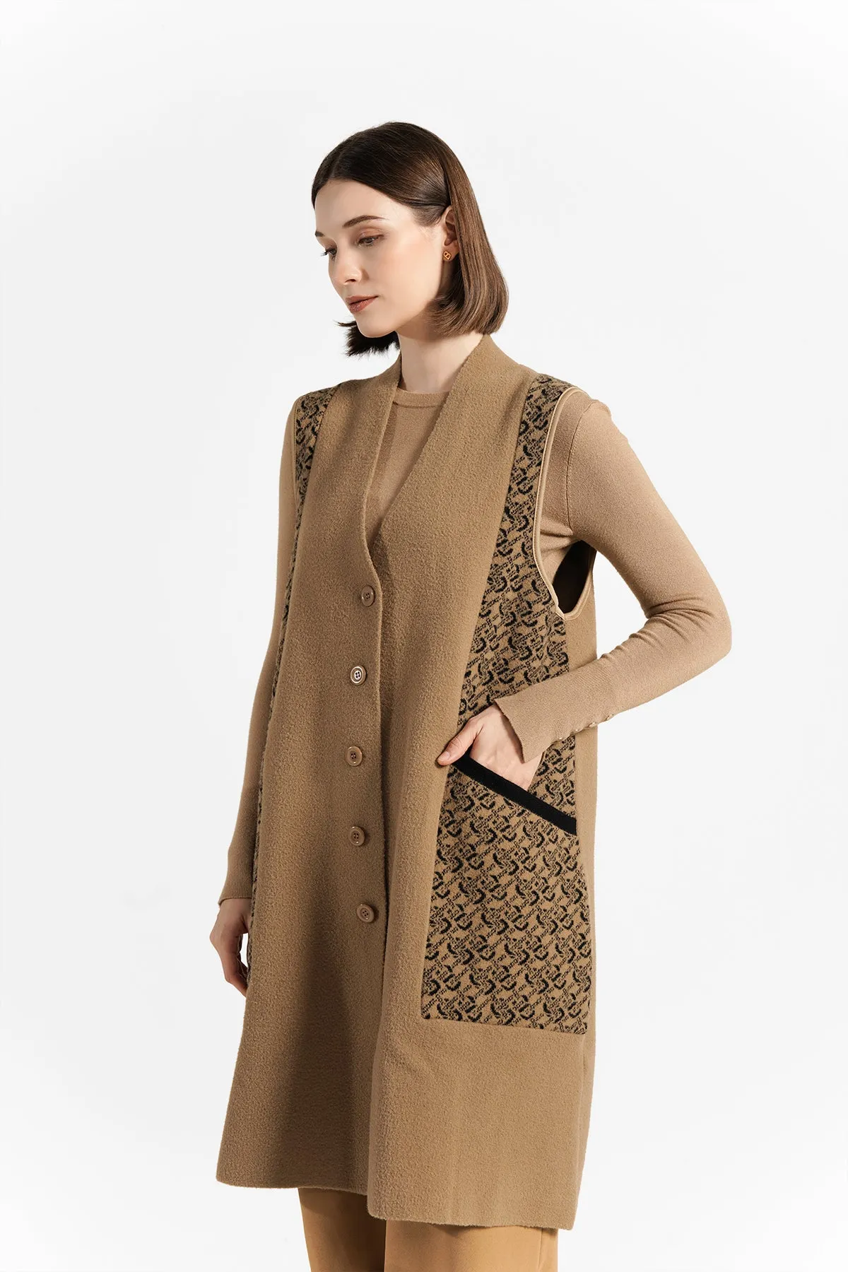 Tessa Sleeveless Coat - Brown