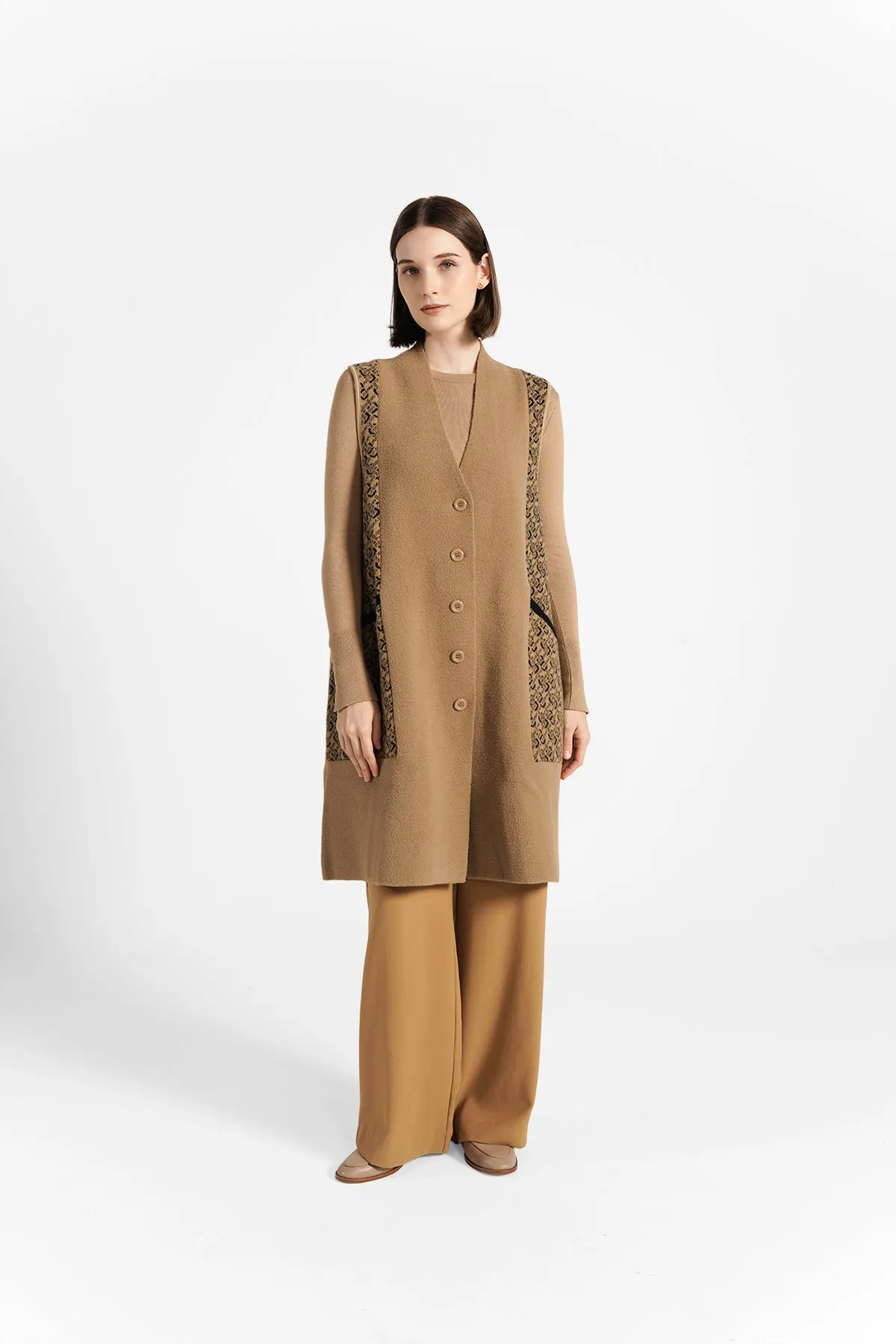 Tessa Sleeveless Coat - Brown