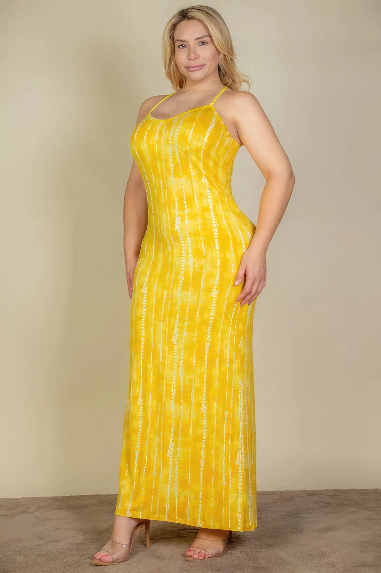 Tie Dye Printed Cami Bodycon Maxi Dress