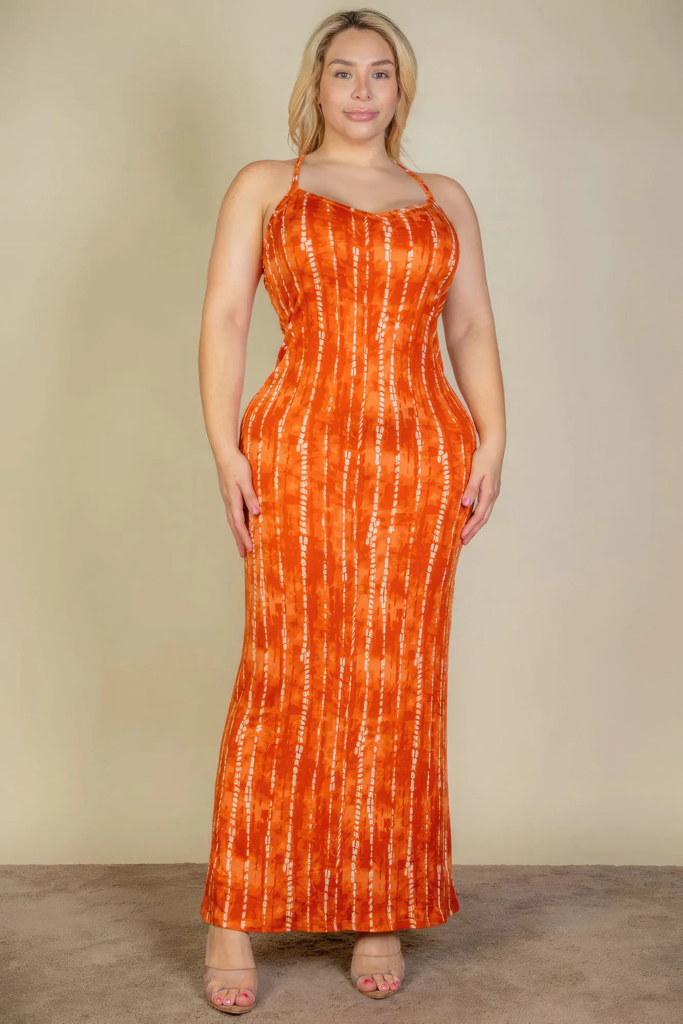 Tie Dye Printed Cami Bodycon Maxi Dress
