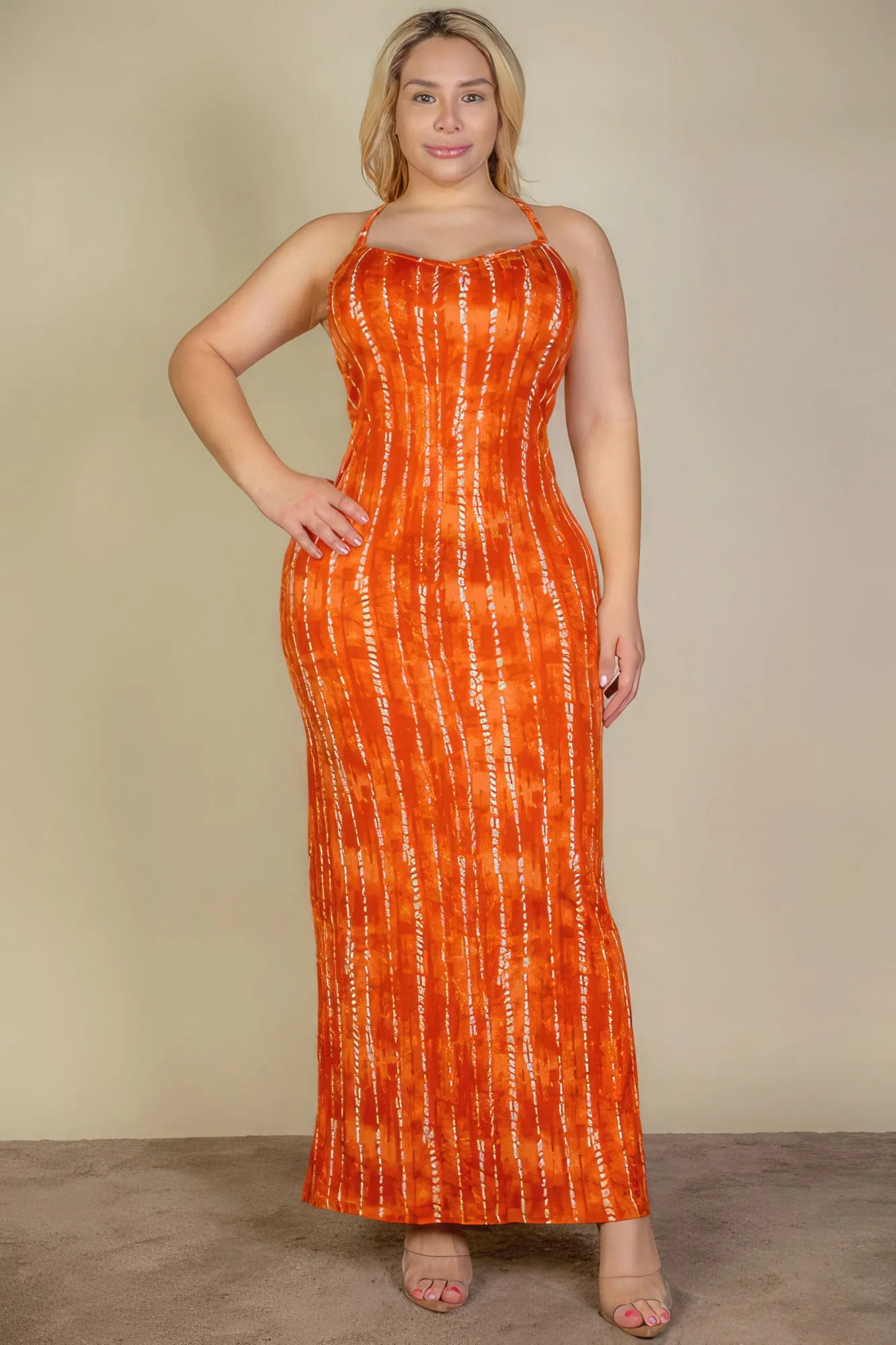 Tie Dye Printed Cami Bodycon Maxi Dress