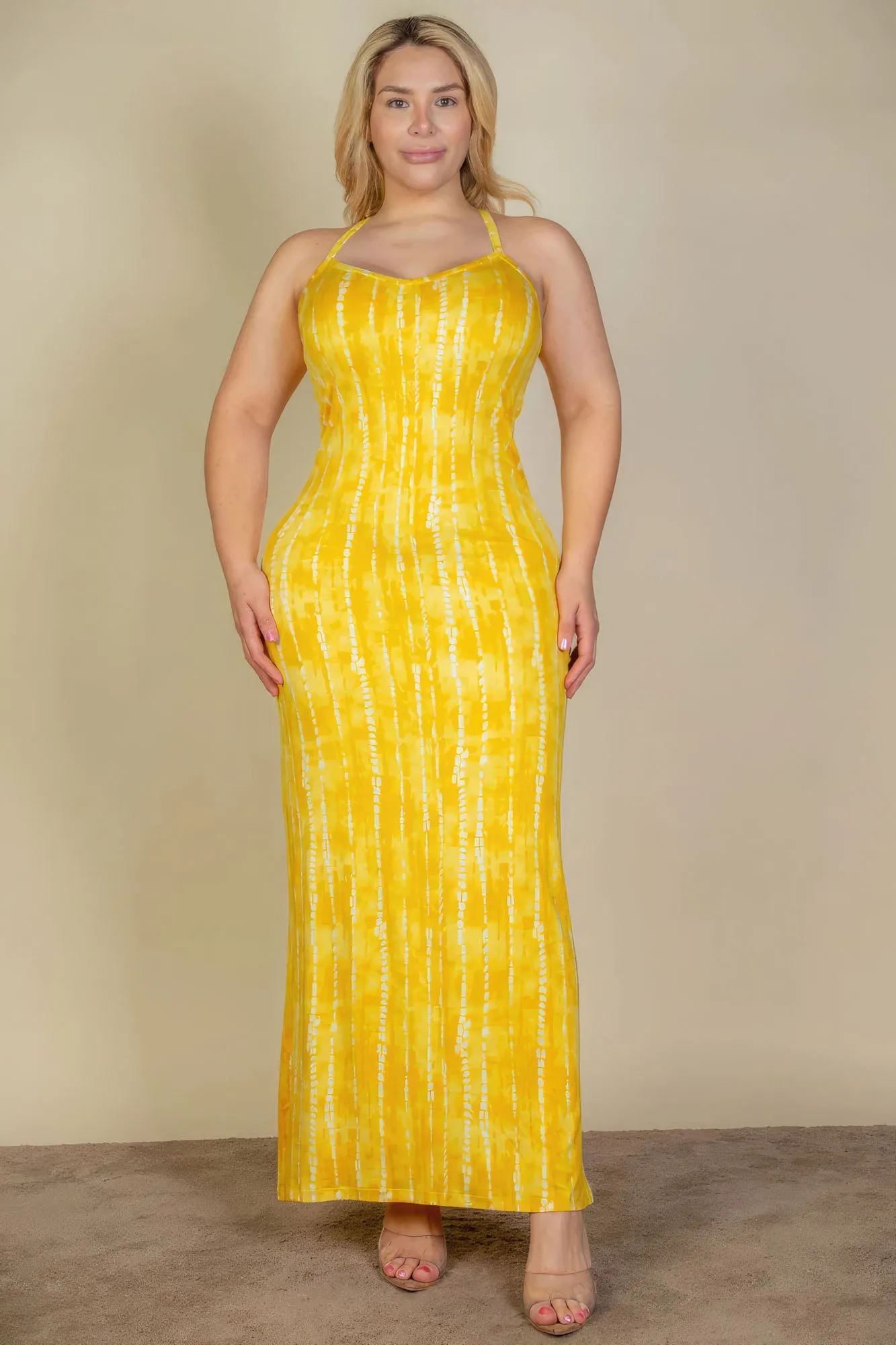 Tie Dye Printed Cami Bodycon Maxi Dress