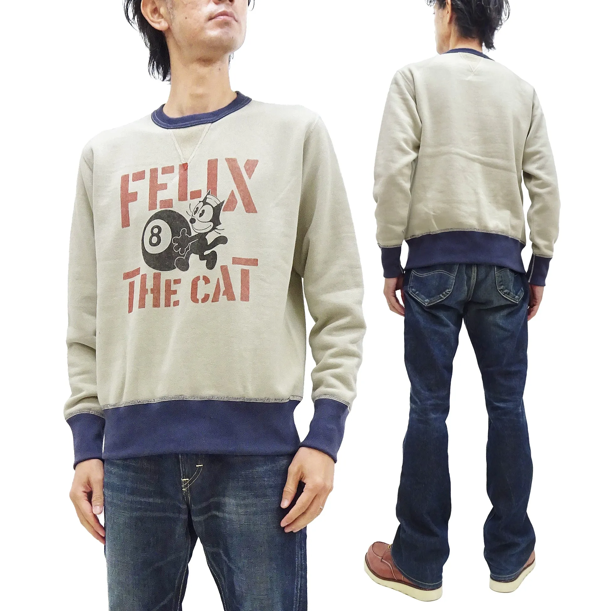 TOYS McCOY Sweatshirt Men's Felix the Cat Sweat Shirt Loop-wheeled Vintage Style TMC2360 041 Faded-Sand-Beige