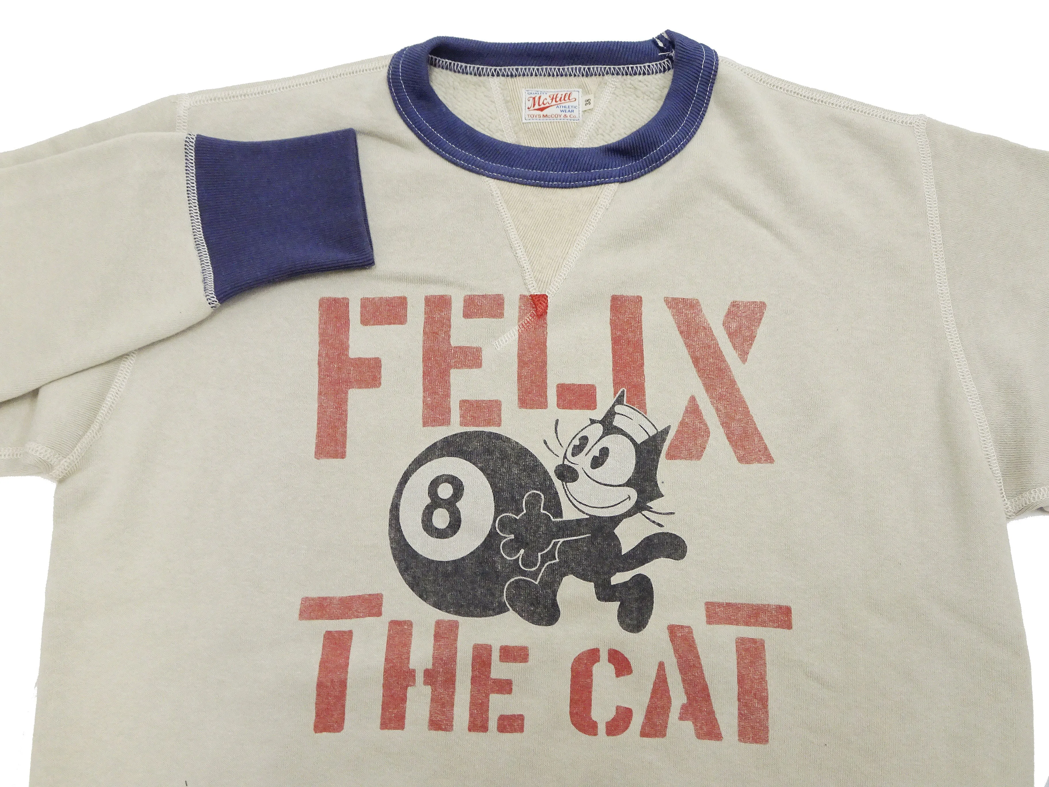 TOYS McCOY Sweatshirt Men's Felix the Cat Sweat Shirt Loop-wheeled Vintage Style TMC2360 041 Faded-Sand-Beige