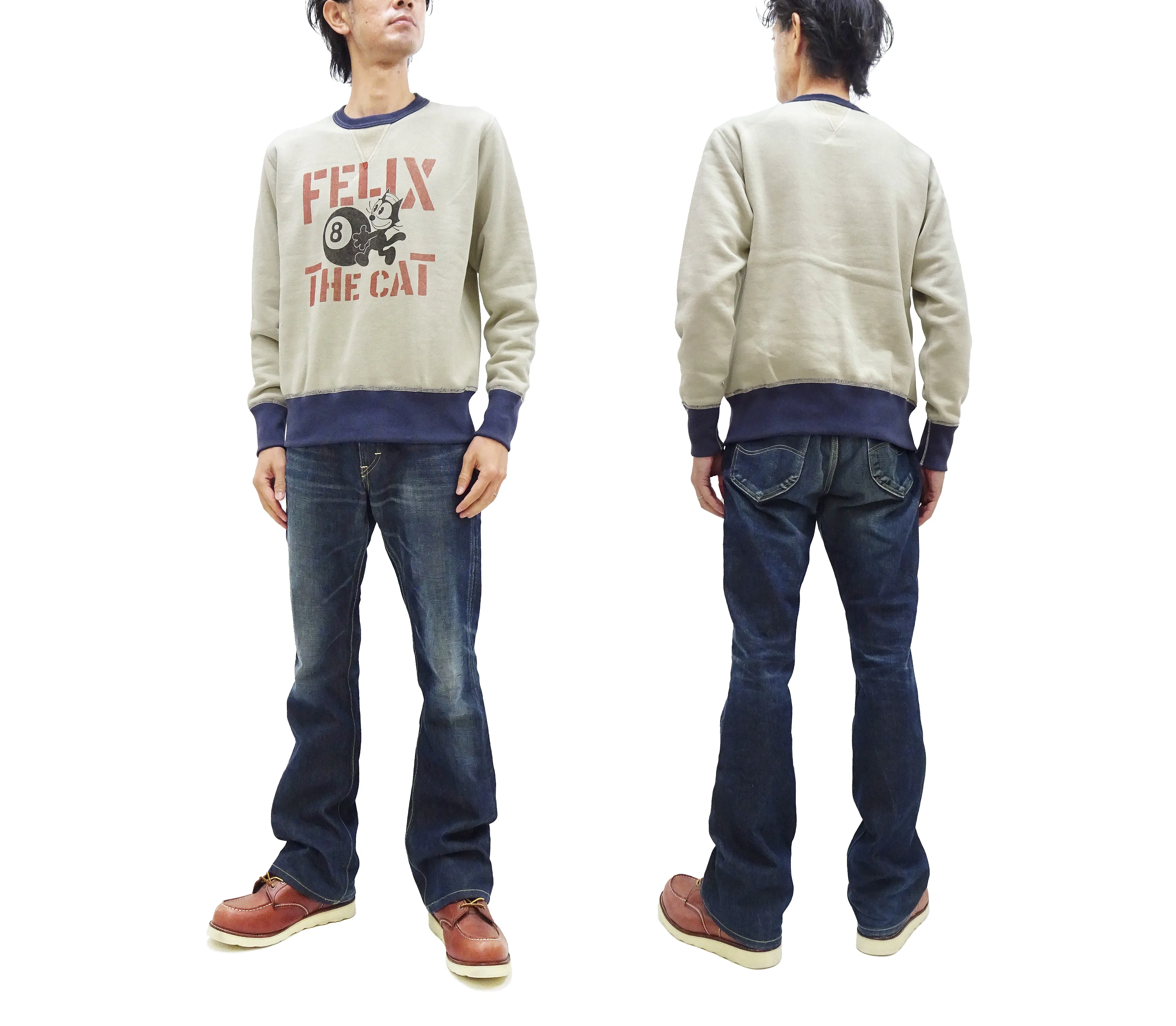 TOYS McCOY Sweatshirt Men's Felix the Cat Sweat Shirt Loop-wheeled Vintage Style TMC2360 041 Faded-Sand-Beige