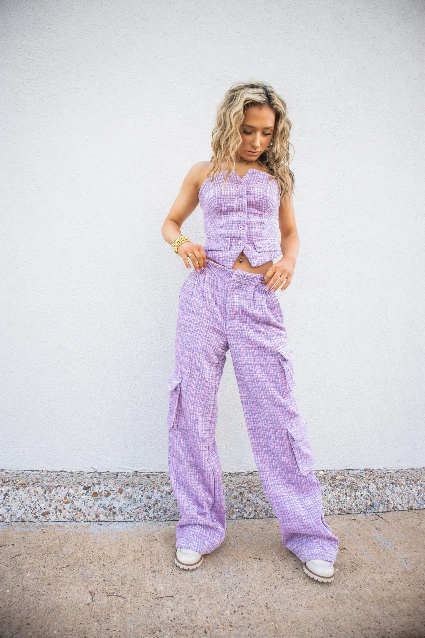 Trend Starter Tweed Cargo Pants